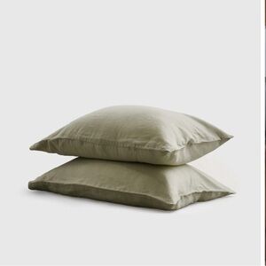 NWT QUINCE European Linen Pillowcase Set Of 2 King Willowleaf